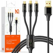 Купить Кабель 3 в 1 USB для Lightning + microUSB + USB-C McDodo (CA-3330) Armer Ser. 1.2m черный