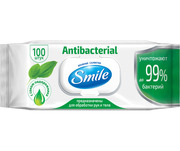 Купить Влажные салфетки Smile Antibacterial с соком подорожника с клапаном 100 шт. 42112800