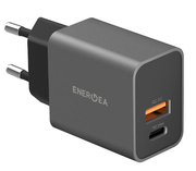 Универсальное сетевое ЗУ Energea USB-C PD port+QC USB-A (PD20+) 20W (Black)