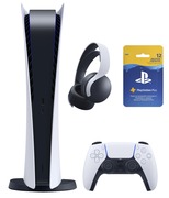 Купить Бандл Игровая консоль PlayStation 5 Digital Edition + Гарнитура Pulse 3D Wireless + PlayStation Plus: Подписка на 12 месяцев