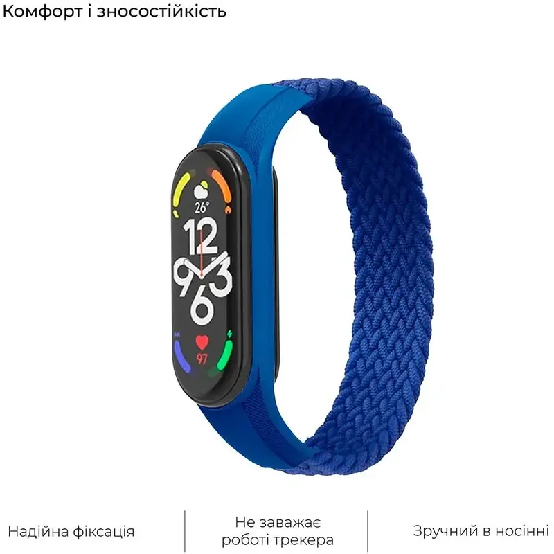 Ремешок для Xiaomi Mi Band 7/6/5/4 ArmorStandart Braided Solo Loop Голубой размер M фото
