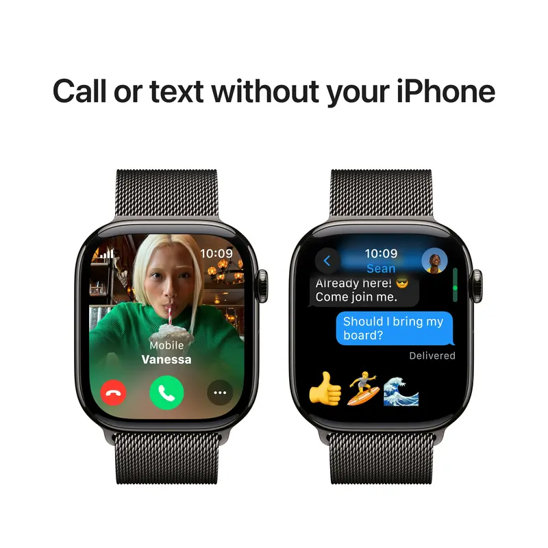 Apple Watch Series 10 GPS + Cellular 42mm Slate Titanium Case with Slate Milanese Loop - фото - №6