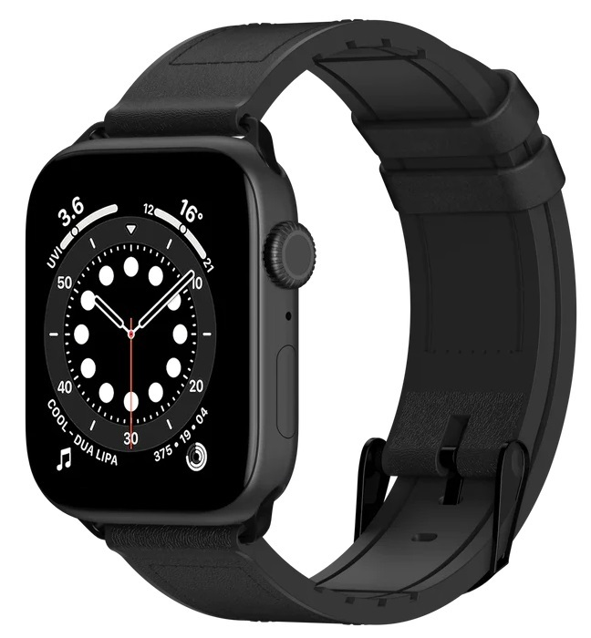 Ремінець For Apple Watch 42/44/45/49mm SwitchEasy Hybrid Leather Watch Band (Black) фото