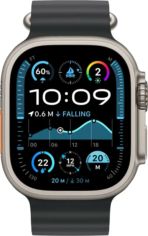 Ремінець для годинника Apple Watch 49/46/45/44mm Black Ocean Band Extension - Natural Titanium Finish - фото - №1