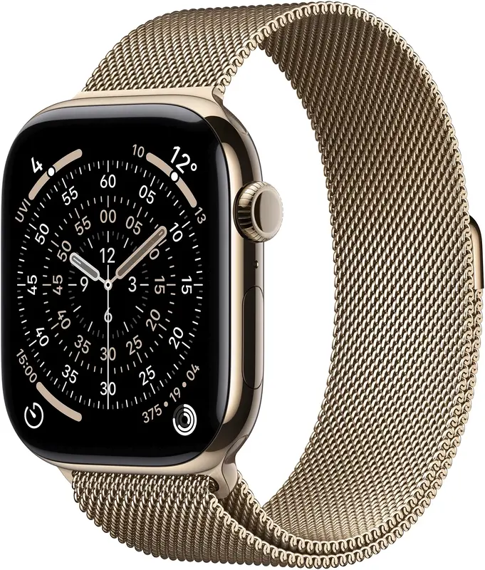 Apple Watch Series 11 GPS + Cellular 46mm Gold Titanium Case with Gold Milanese Loop - S/M (MFD74RK/A) - фото - №0