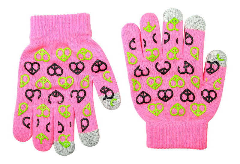 Перчатки сенсорные GIO (Love розовые сердца) для детей фото