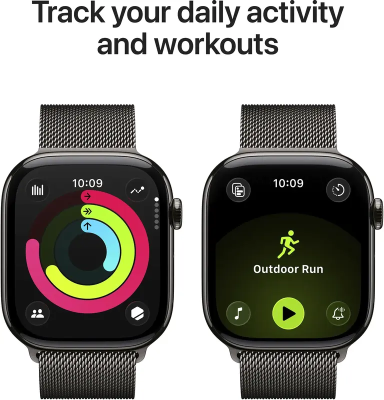 Apple Watch Series 11 GPS + Cellular 46 mm Slate Titanium Case with Slate Milanese Loop - S/M (MFD34RK/A) - фото - №3