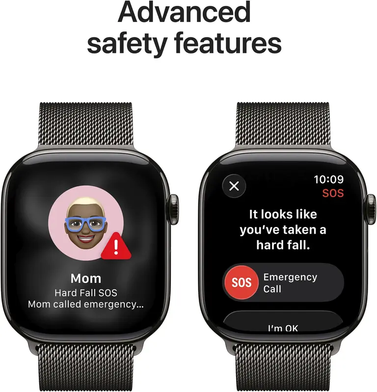 Apple Watch Series 11 GPS + Cellular 46 mm Slate Titanium Case with Slate Milanese Loop - S/M (MFD34RK/A) - фото - №5