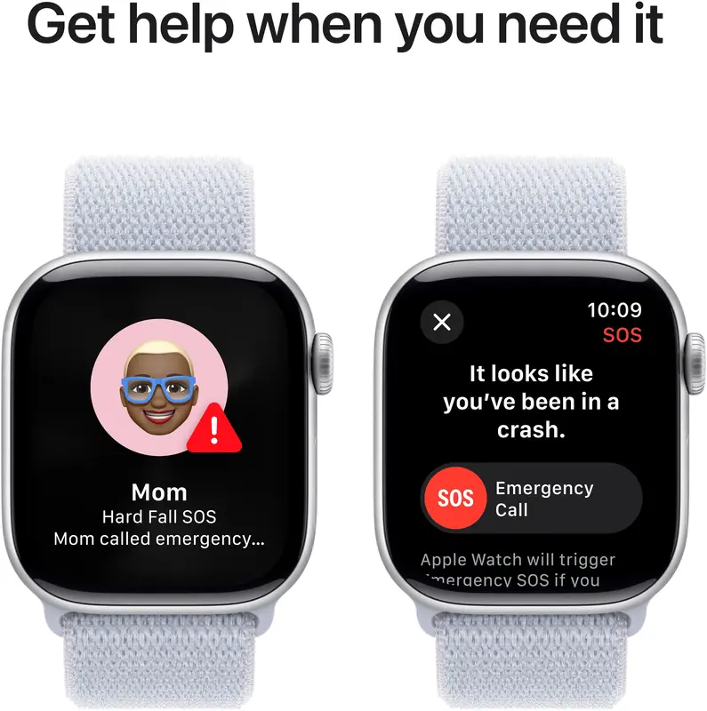 Apple Watch Series 10 GPS + Cellular 42mm Silver Aluminium Case with Blue Cloud Sport Loop - фото - №5