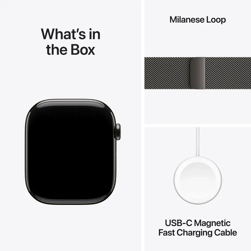 Apple Watch Series 11 GPS + Cellular 46 mm Slate Titanium Case with Slate Milanese Loop - S/M (MFD34RK/A) - фото - №7