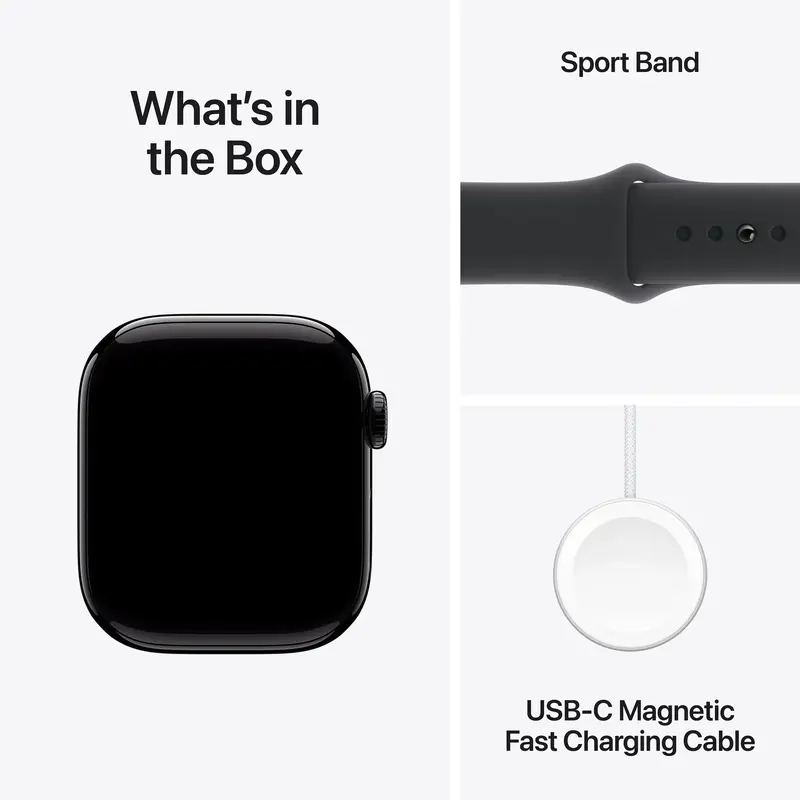Apple Watch Series 10 GPS + Cellular 42mm Jet Black Aluminium Case with Black Sport Band - M/L - фото - №8