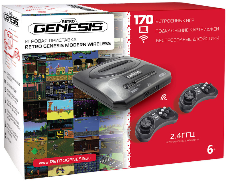 Игровая консоль Retro Genesis 16 bit Modern Wireless (170 игр, 2 беспроводных джойстика) фото