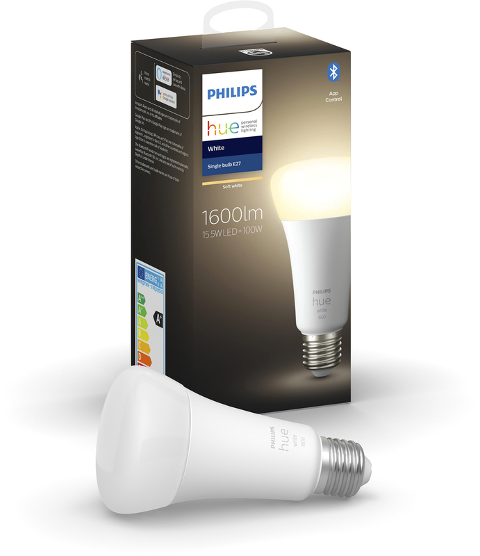 Умная лампа Philips Hue E27, 15.5W(100Вт), 2700K, White, Bluetooth, димируемая 929002334903 фото