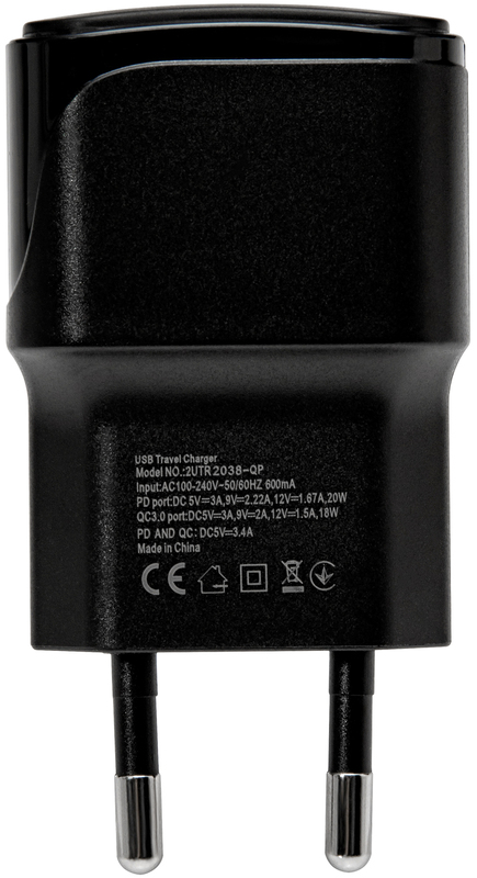 Универсальное сетевое ЗУ BlackBox (2UTR2038-QP) USB-A + USB-C max 20W (Black) фото