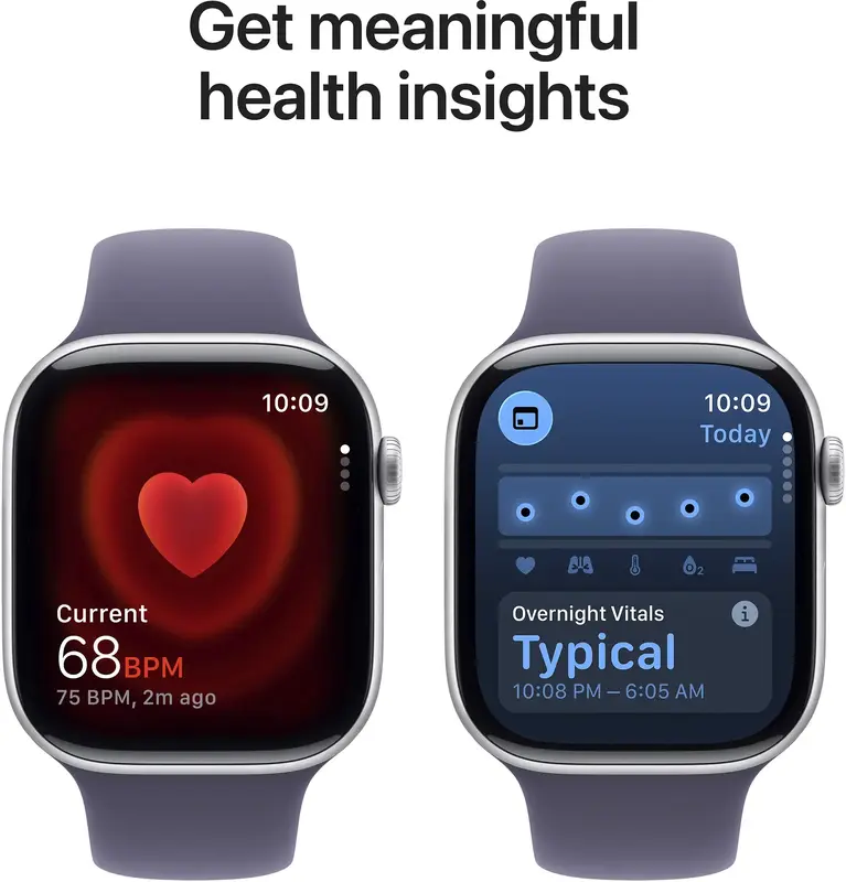 Apple Watch Series 11 GPS 46mm Silver Aluminium Case with Purple Fog Sport Band - S/M (MEV94RK/A) - фото - №4