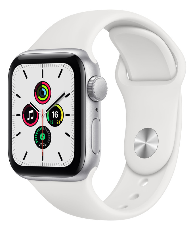 Apple Watch SE 40mm Silver Aluminum Case with White Sport Band MYDM2 фото