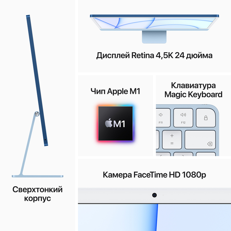 Apple iMac M1 24" 4.5K 16/256GB 7GPU Silver (Z13K) 2021 Custom фото