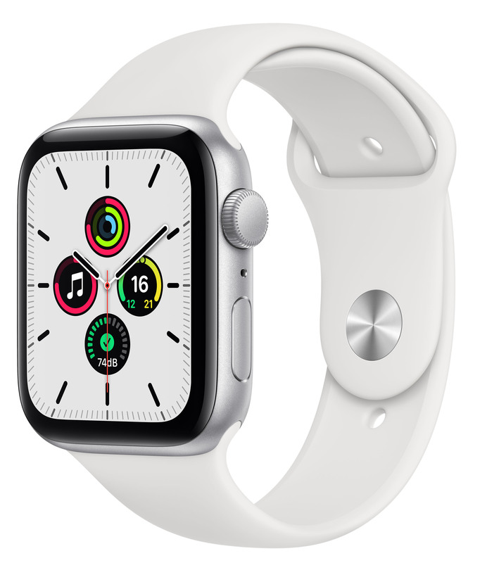 Apple Watch SE 44mm Silver Aluminum Case with White Sport Band MYDQ2 фото