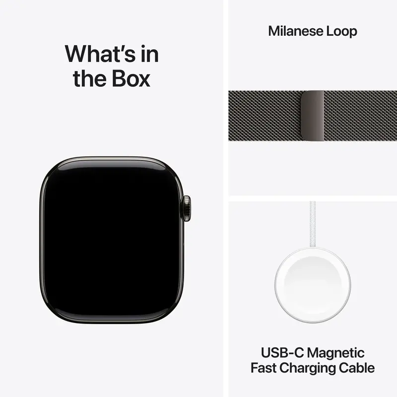 Apple Watch Series 10 GPS + Cellular 42mm Slate Titanium Case with Slate Milanese Loop - фото - №8