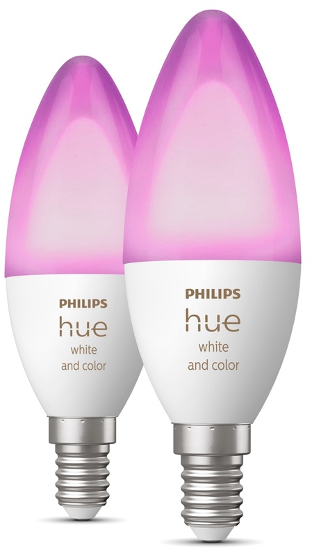 Комплект ламп Philips Hue E14, 5.3W(40Вт), 2000K-6500K, Color, Bluetooth, з димером, 2 шт 929002294210 фото