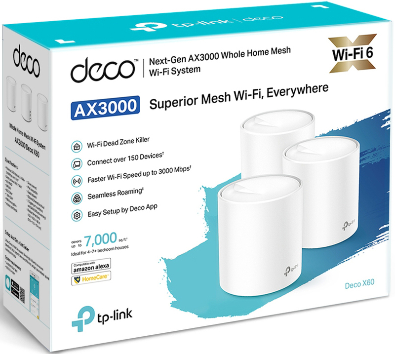 Iнтернет роутер TP-Link Deco X60 (3-pack) Wi-Fi 6 (2.4Gz/5Gz) 574+2402 Мбіт/с фото