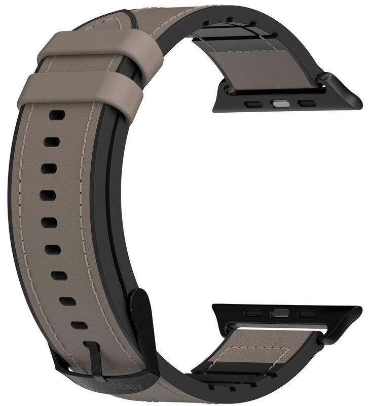 Ремінець For Apple Watch 38/40/41mm SwitchEasy Hybrid Leather Watch Band (Stone Gray) фото