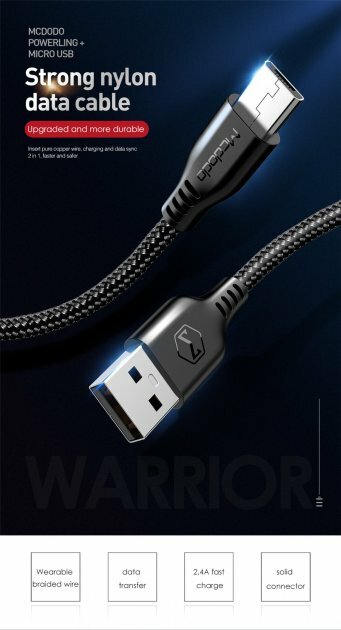 Кабель USB - MicroUSB McDodo CA-5160 Warrior ser. 1m (Black) фото