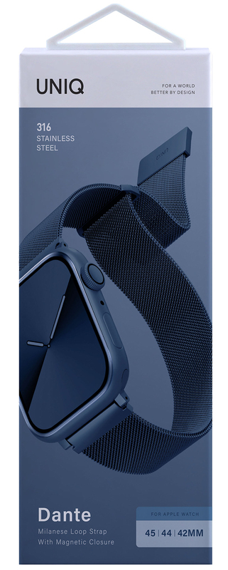 Ремінець Uniq Dante Apple Watch Mesh Steel Strap 49/45/44/42MM - COBALT (COBALT BLUE) фото