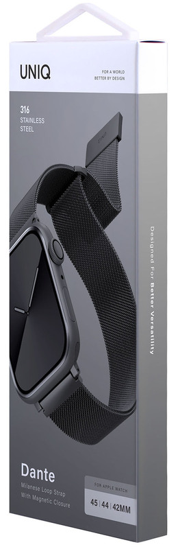 Ремешок Uniq Dante Mesh Steel Strap Graphite (Graphite) для Apple Watch 44mm фото