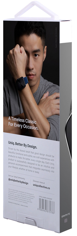 Ремешок Uniq Dante Mesh Steel Strap Graphite (Graphite) для Apple Watch 44mm фото