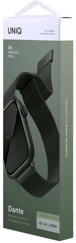 Ремінець Uniq Dante Mesh Steel Strap Hunter (Green) для Apple Watch 44mm фото