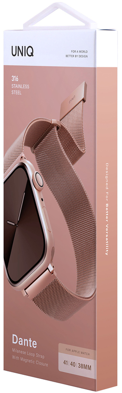 Ремінець Apple Watch 41/40/38MM Uniq Dante Mesh Steel Strap Rose(Rose Gold) фото