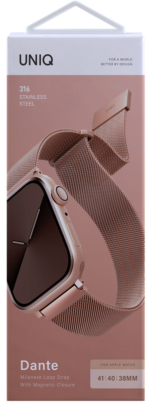 Ремінець Apple Watch 41/40/38MM Uniq Dante Mesh Steel Strap Rose(Rose Gold) фото
