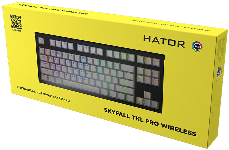 Ігрова клавіатура HATOR Skyfall TKL PRO Wireless ENG/UKR/RUS (HTK-668) Yellow фото