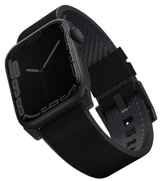Ремінець Apple Watch Strap 49/45/44/42 mm Uniq Straden Waterproof Leather Hybrid Midnight (Black) фото