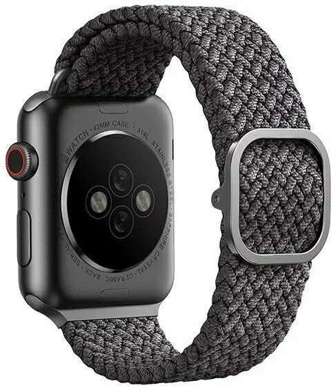 Ремешок Apple Watch Strap 41/40/38 mm Uniq Aspen Braided - Granite Grey (Grey) фото