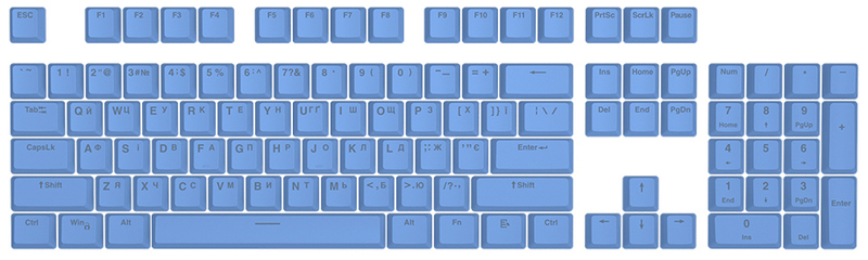 Набір кейкапів HATOR First Ukrainian PBT keycaps UKR/ENG/rU (Blue) HTS-138 фото