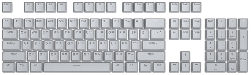 Набір кейкапів HATOR First Ukrainian PBT keycaps UKR/ENG/rU (Gray) HTS-137 фото