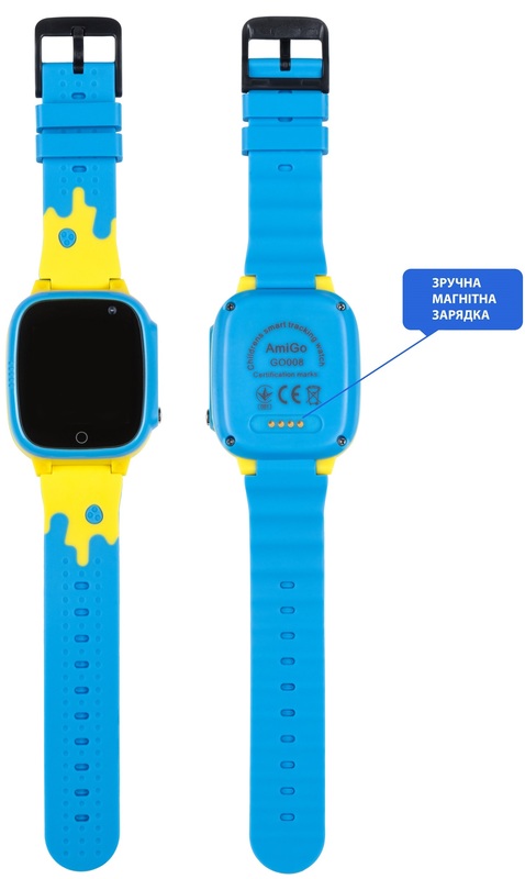 Детские смарт-часы AmiGo GO008 GPS WIFI Black (Blue-Yellow) фото