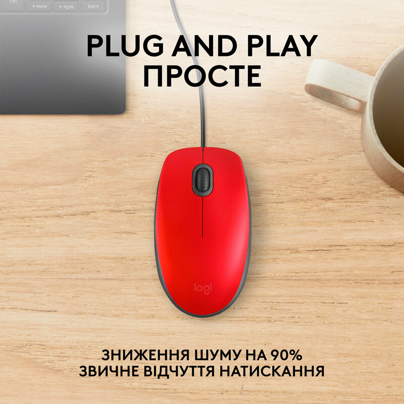 Миша Logitech M110 (Red) 910-006759 - фото - №2
