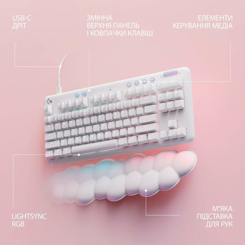 Ігрова клавіатура Logitech G713 Linear (White) L920-010678 - фото - №5