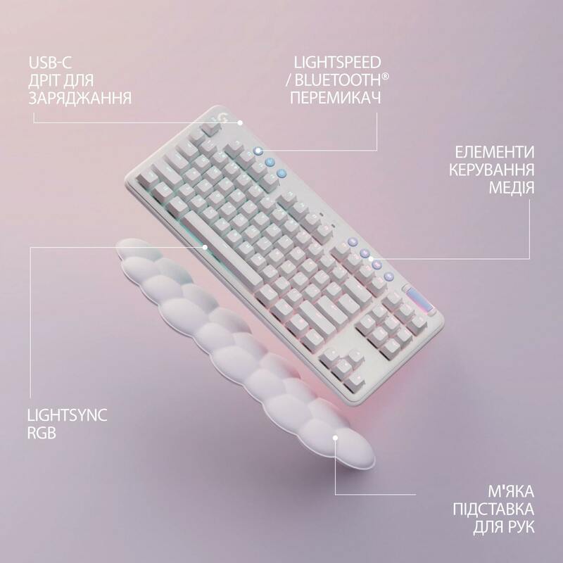 Ігрова клавіатура Logitech G715 Linear (White) L920-010692 - фото - №5