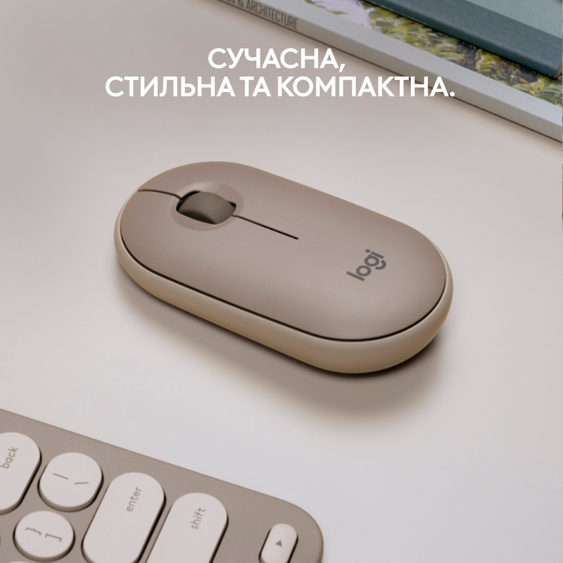 Миша Logitech Wireless M350 (Sand) 910-006751 - фото - №1