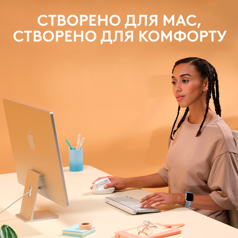 Мышь Logitech Lift for Mac Vertical Ergonomic Wireless/Bluetooth (White) 910-006477 фото