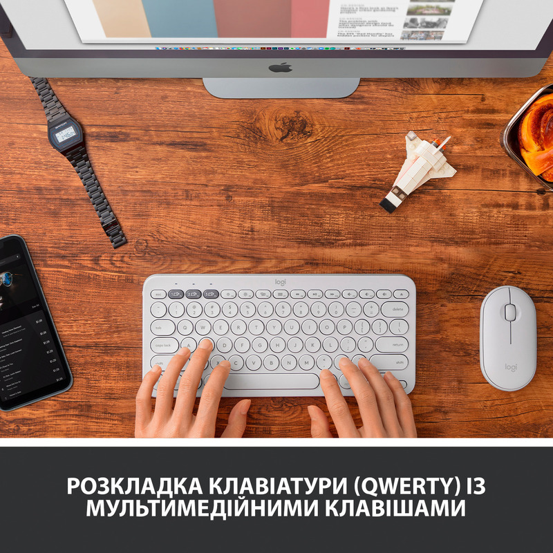 Клавиатура Logitech K380 UA For Mac Bluetooth (White) 920-010407 фото