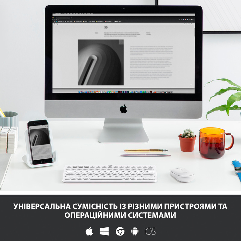Клавиатура Logitech K380 UA For Mac Bluetooth (White) 920-010407 фото