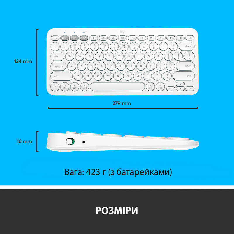 Клавиатура Logitech K380 UA For Mac Bluetooth (White) 920-010407 фото