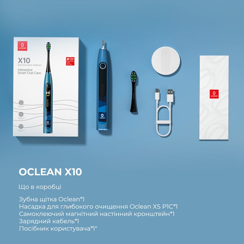 Розумна зубна електрощітка Oclean X10 Ocean (Blue) фото