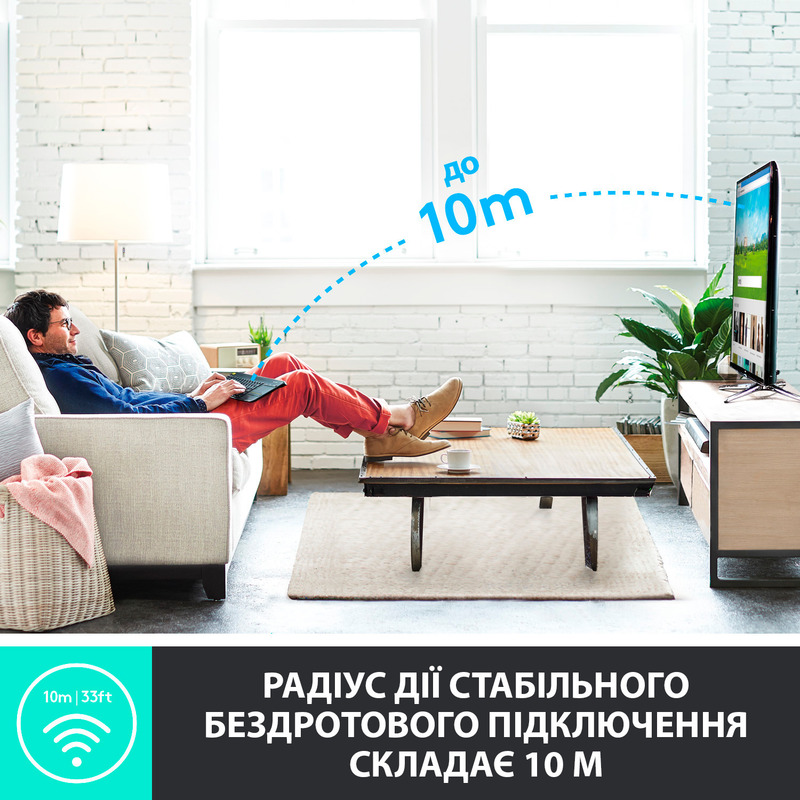 Клавiатура Logitech K400 Touch Plus UA Wireless (White) 920-007146 - фото - №2
