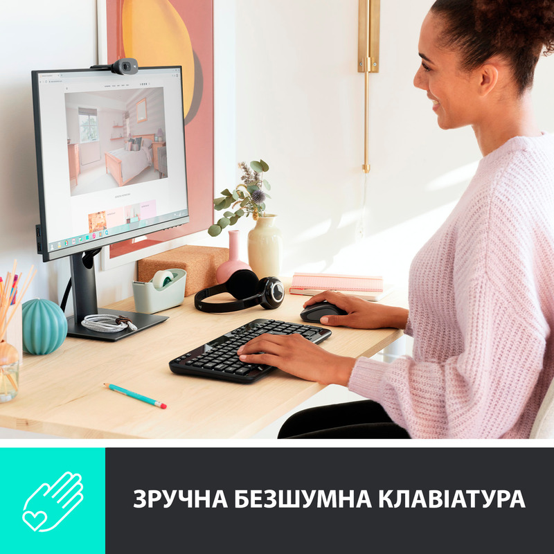 Клавiатура Logitech K360 UA Wireless (Black) 920-003080 - фото - №1